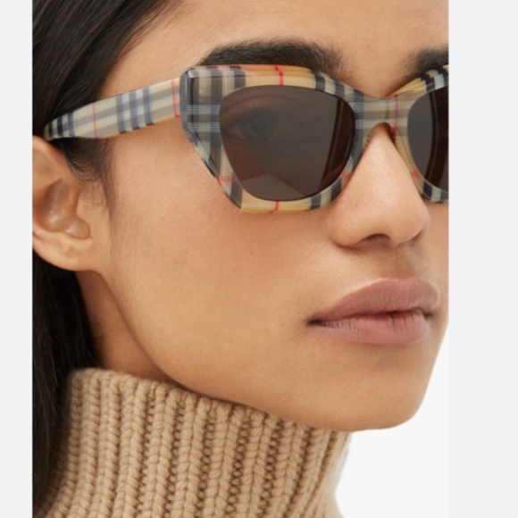 53MM Tartan Cat Eye Sunglasses - Picture 1 of 9